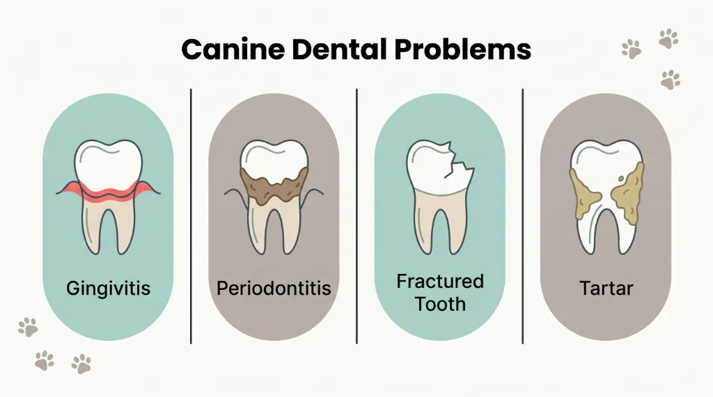 Four problems canine dental care treats, from gingivitis to a fractured tooth